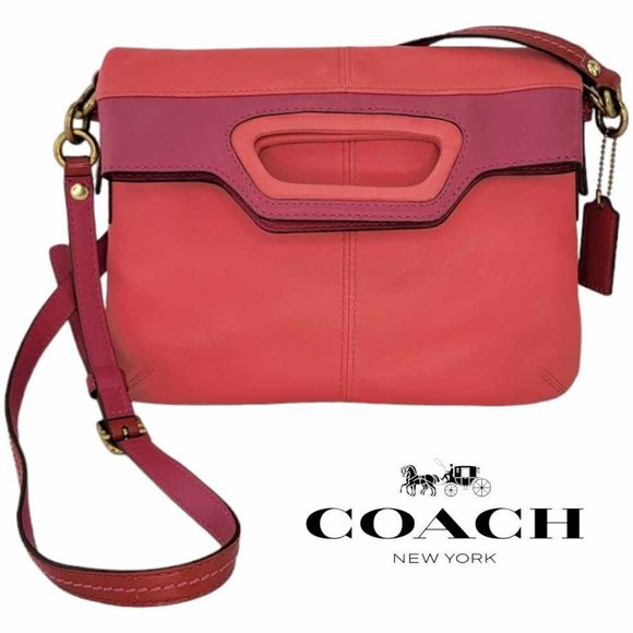 Coach Handbags - AUTHENTIC Coach Bonnie Foldover Crossbody - Brass/Coral/Fucsia